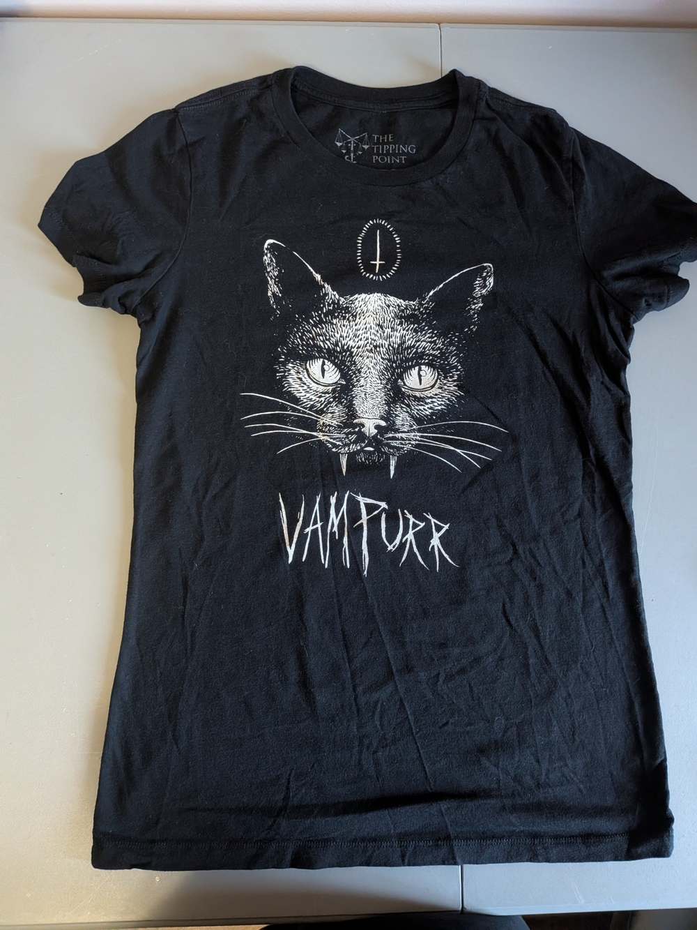 Black 'Vampurr' Cat Graphic Tee